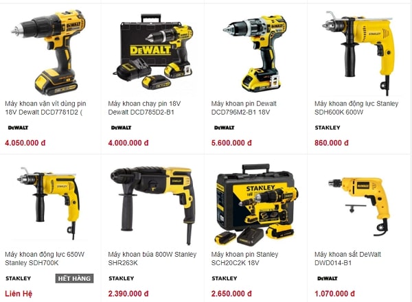 So sánh máy khoan Dewalt - Stanley