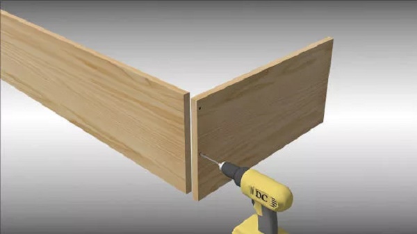 Dùng máy khoan và tấm gỗ để tạo khung hộp gỗ