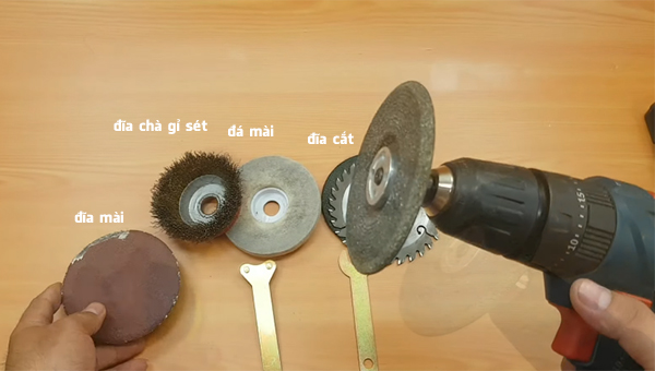 máy khoan biến thành máy cắt, máy mài các loại