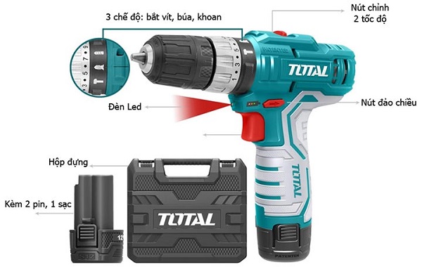 Máy khoan búa dùng pin Total TIDLI1232