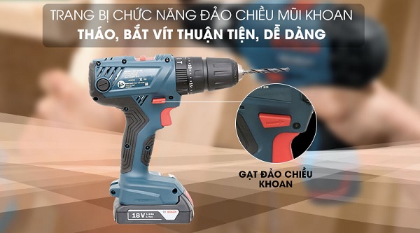 Bosch GSB 180 LI được trang bị chức năng đảo chiều mũi khoan