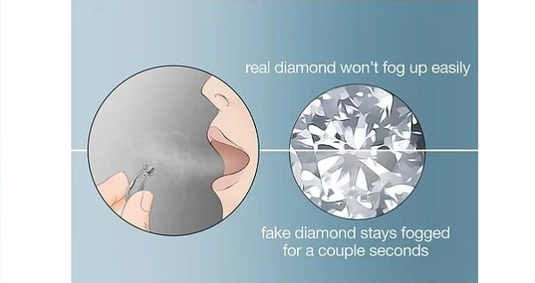 Nhận biết kim cương bằng mát thường qua phương pháp sương mù