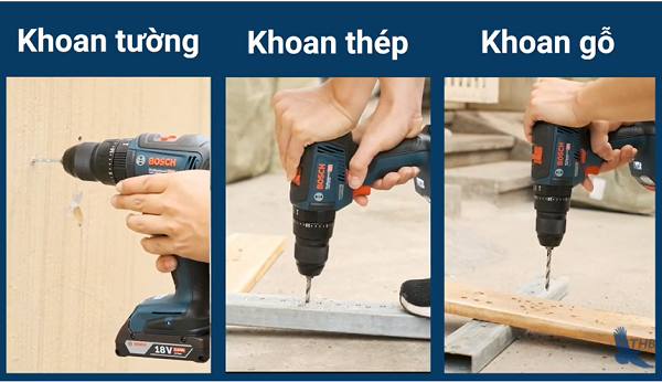 Khoan pin 3 chức năng khoan và bắn vít đa dạng