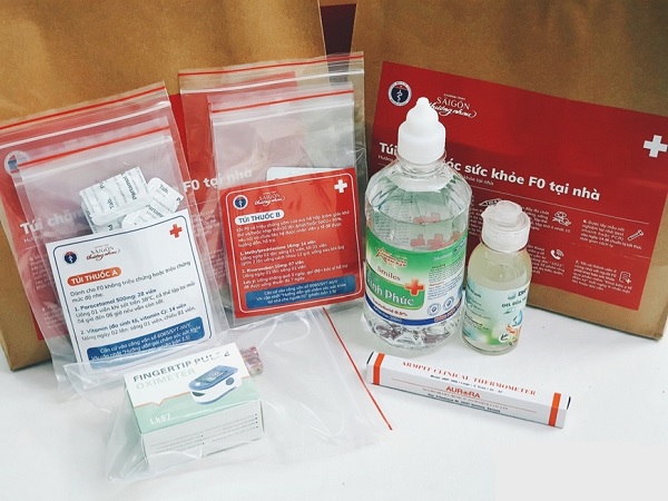 Túi thuốc được cấp phát cho bệnh nhân F0 điều trị tại nhà