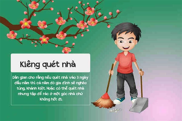 Không quét rác vào ngày mùng 1 Tết