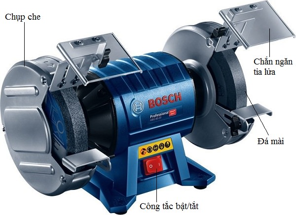 Cấu tạo máy mài 2 đá Bosch