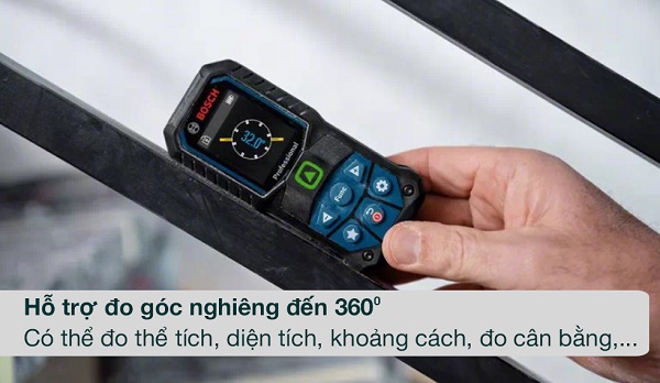 Bosch GLM 50-23 G trang bị cảm biến góc nghiêng 360 độ