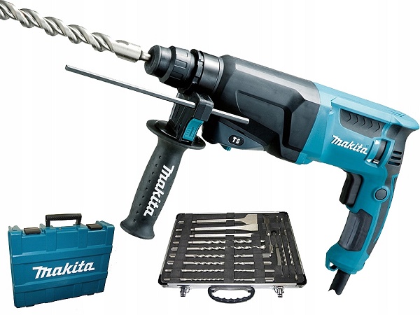 Bộ sản phẩm máy khoan bê tông Makita HR2600 chính hãng