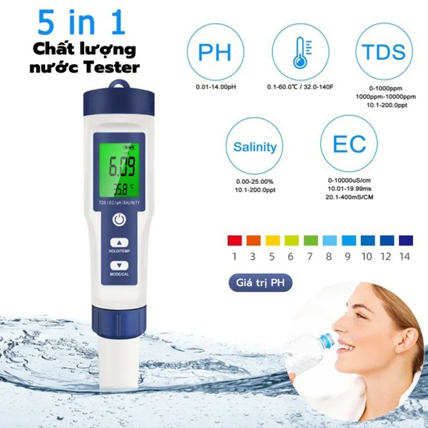 Máy đo độ mặn và pH nhanh, đa năng và chính xác