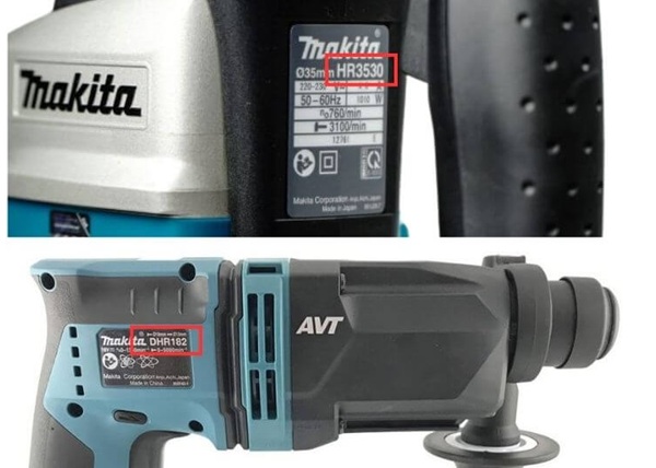 Ký hiệu trên máy khoan Makita với dòng HR và DHR khoan bê tông